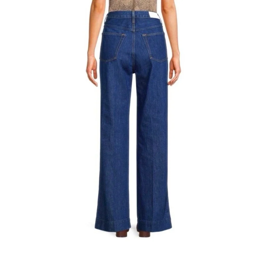 $315 RE/DONE True Rinse High Rise Wide Leg Jeans Blue Denim Women's Size 24 X 32